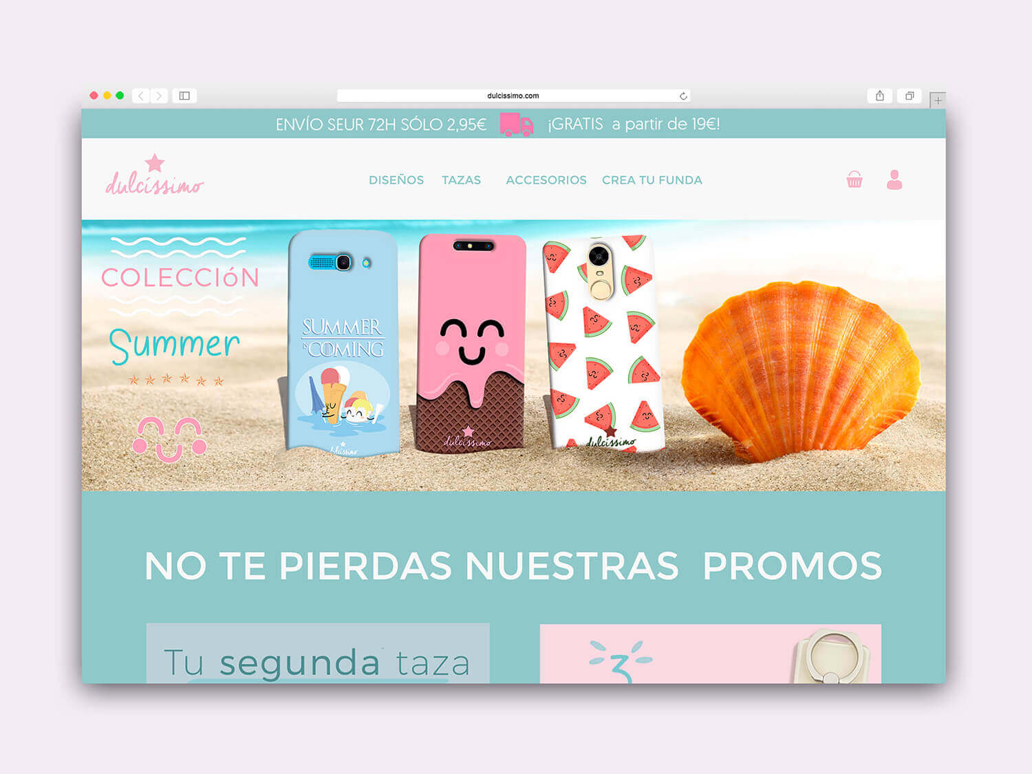 Slider para web de venta de fundas de móviles - promo verano