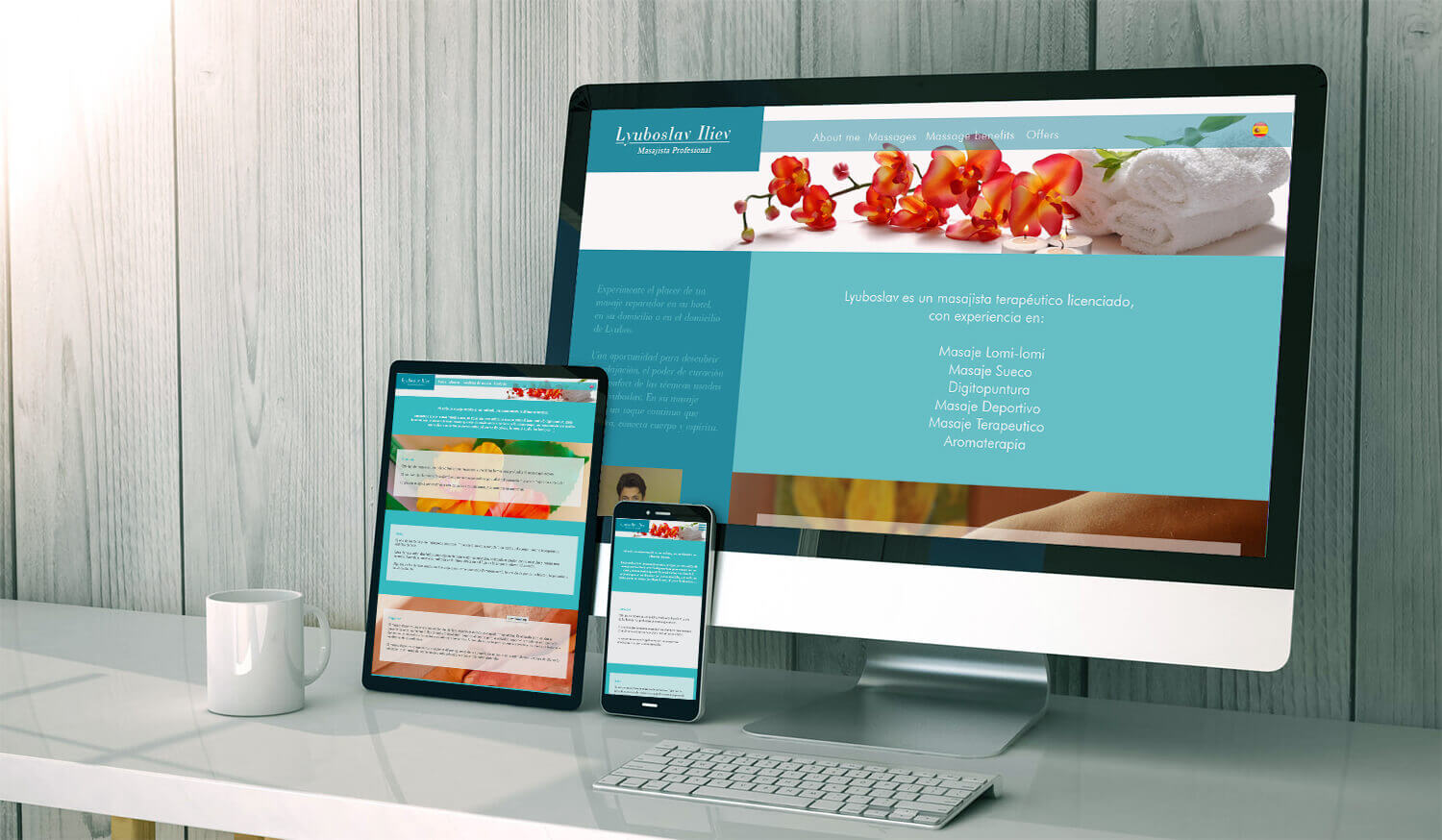Página web realizada con HTML y CSS para masajista profesional